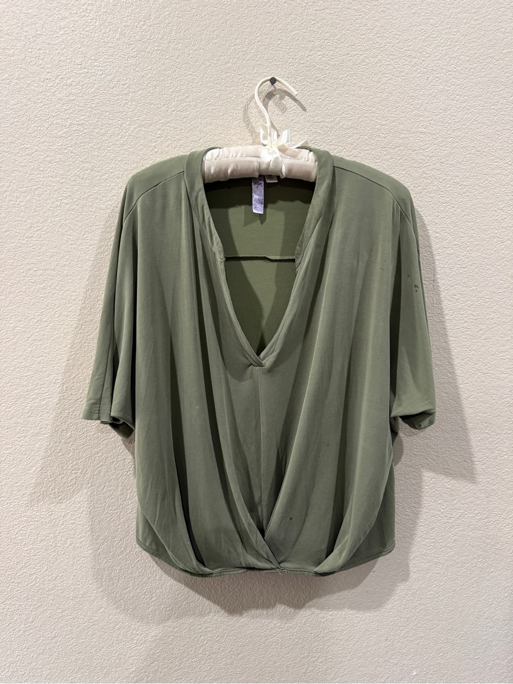 Alya Olive Draped V-Neck Blouse